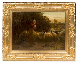 Thomas Austen Brown, (British, 1859–1924), Woman Herding Sheep