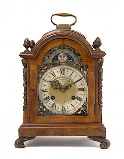 An English Gilt Metal Mounted Burlwood Bracket Clock Height 12 5/8 inches.