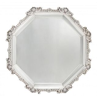 A William IV Silver Salver, John Bridge, London, 1833, of octagonal form, having a gadroon rim and worked to show rocaille an