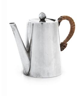 A Victorian Silver Espresso Pot, William Hutton & Sons, London, 1895, of tapering cylindrical form with a knopped finial and