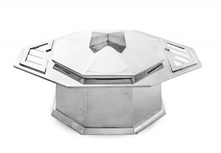 A Frank Lloyd Wright Designed Silver Tureen, Pampaloni Argenti, Florence for Tiffany & Co., having a paneled octagonal body a