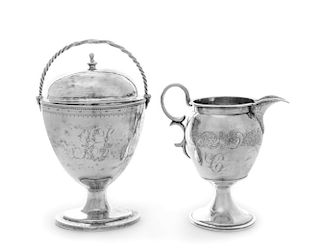 An American Silver Covered Sugar, William Ball, Baltimore, Circa 1795, the domed lid with a finial, the body having bright-cu