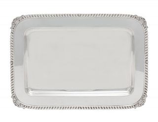 An American Silver Tray, Tiffany & Co., New York, NY, of rectangular form with rounded corners, the gadroon rim worked to sho