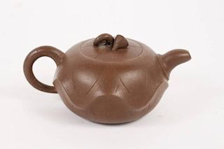 Yixing Zisha Lotus Form Teapot with Pod on Lid