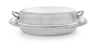 An American Silver Covered Vegetable Dish, Gorham Mfg. Co., Providence, RI, 1951, Puritan pattern.