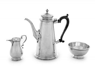 An American Silver Three-Piece Coffee Service, Black, Starr & Gorham, New York, NY, comprising a coffee pot, creamer and wast