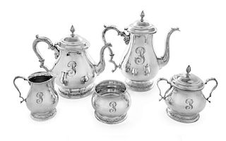 An American Silver Five-Piece Tea and Coffee Service, International Silver Co., Meriden, CT, Prelude pattern, comprising a te