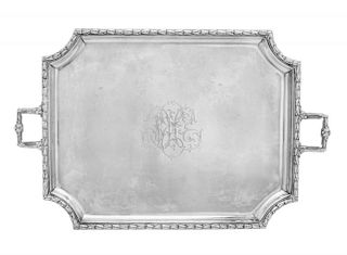 A French Silver Serving Tray, Alexandre Vaguer, Paris, Late 19th/Early 20th Century, of handled, shaped rectangular form, the