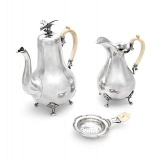 An Austro-Hungarian Silver Coffee Pot and Pitcher, Maker's Mark T & Co., with an Imperial Warrant, Vienna, 1860, the coffee p