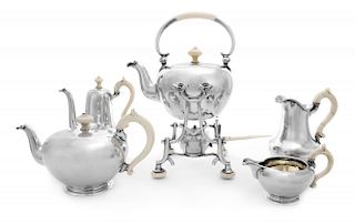 An Austro-Hungarian Silver Five-Piece Tea and Coffee Service, J.C. Klinkosch, Vienna, Second Half 19th Century, comprising a