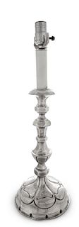 An Austro-Hungarian Silver Candlestick, Maker's Mark AW, Second Half 19th Century, having a knopped stem and a lobed circular