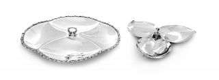 Two Mexican Silver Serving Dishes, Plateria Alameda, Juarez and Other, comprising an example of lobed quadripartite form with