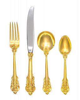 An American Silver-Gilt Flatware Service, R. Wallace & Sons Mfg. Co., Wallingford, CT, Golden Grand Baroque pattern, comprisi