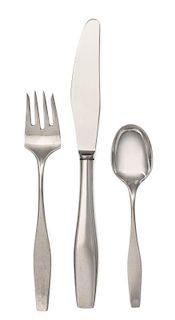 A Danish Silver Flatware Service, Hans Hansen, Kolding, Circa 1950, Charlotte pattern, comprising: 12 dinner forks 12 salad f