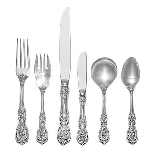 An American Silver Flatware Service, Reed & Barton, Taunton, MA, Francis I pattern, comprising: 12 dinner forks 12 dinner kni
