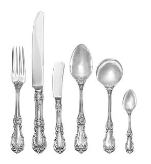 An American Silver Flatware Service, Reed & Barton, Taunton, MA, Burgundy pattern, comprising: 12 dinner knives 12 dinner kni