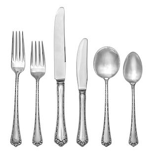 An American Silver Flatware Service, Easterling Silver Co., Chicago, IL, Rosemary pattern, comprising: 8 dinner knives 8 dinn