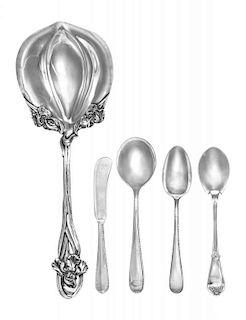 A Group of American Silver Flatware Articles, Various Makers, 19th/20th Century, comprising 13 soup spoons, 10 teaspoons and