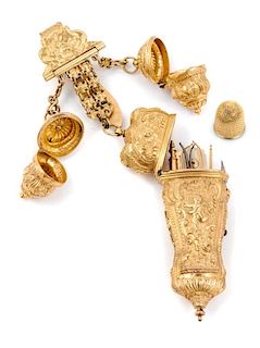 A Louis XV Style Gilt Metal Chatelaine Height 6 inches.
