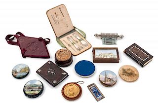 A Collection of Pin Disks and Needle Cases Width of first 3 inches.