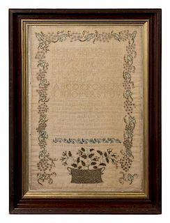 A Needlepoint Sampler 30 1/2 x 29 1/2 inches (framed).