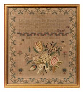 A Needlepoint Sampler 20 x 18 inches (framed).