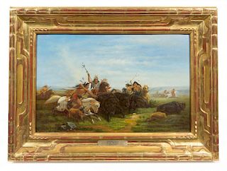 Attributed to Charles Wimar, (American, 1828-1862), Buffalo Hunt
