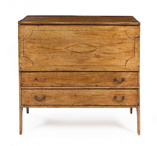 An American Cherry Blanket Chest Height 38 1/2 x width 41 x depth 16 1/2 inches.