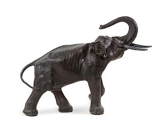 A Chinese Bronze Model of an Elephant Height 34 x width 43 inches.