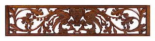 A Carved Maple and Walnut Transom Plate Height 16 x width 74 inches.