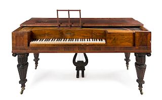 An American Walnut Pianoforte Height 36 1/2 x width 71 3/4 x depth 29 3/8 inches.