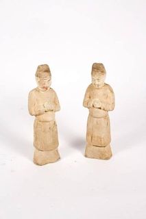 Pair of Tang Dynasty Style Male Pottery Figures