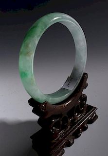 OLD Chinese Large Green Jade (Feicui) Grade A Banggle, 3 1/2" outer diameter, inner diameter 2 7/8".