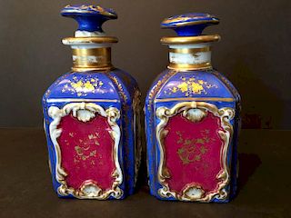 ANTIQUE German Gilt Flower bottles, 18th century. 7" h x 3 1/4" x 3 1/4" wide