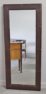 Contemporary Leather Frame Standing Mirror.