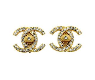 Chanel Costume Clear Stone Earrings