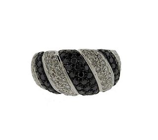 14K Gold Black White Diamond Band Ring