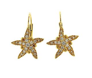 Temple St. Clair 18K Gold Diamond Starfish Earrings