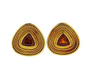 Maija Neimanis 22K Gold Orange Stone Earrings