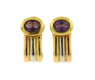 Cartier 18k Tri Color Gold Purple Stone Earrings