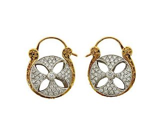 Cathy Carmendy Platinum 20K Gold Diamond Earrings