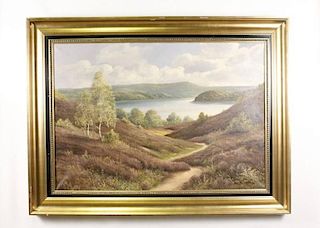 Danish Mountain Landscape Oil, 19th/20th C.