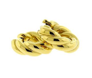 David Yurman Sculpted Cable 18K Gold Hoop Earrings