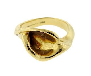Tiffany &amp; Co Elsa Peretti 18k Gold Curved Leaf Ring