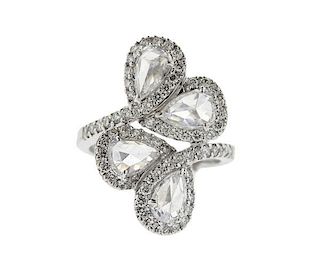 18k Gold Diamond White Sapphire Ring