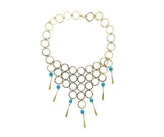Robert Lee Morris 18k Gold Turquoise Necklace