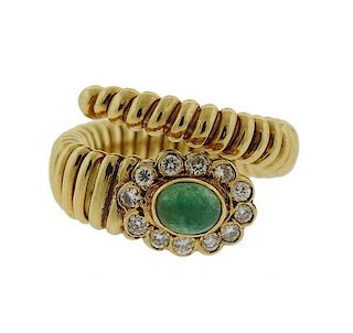 18k Gold Diamond Emerald Wrap Ring