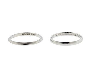 Tiffany &amp; Co Platinum Wedding Band Ring Set of 2