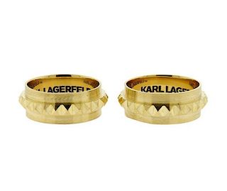 Karl Lagerfeld 18k Gold Studded Ring Set of 2