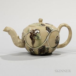Staffordshire Buff Ground Earthenware Teapot and Cover